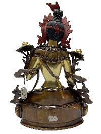 Nepali Statue Of White Tara, [partly Gold Plated], [painted Face]