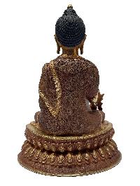 Nepali Statue Of Medicine Buddha, [partly Gold Plated], [painted Face]