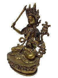 Nepali Statue Of Manjushri, [full Gold Plated]