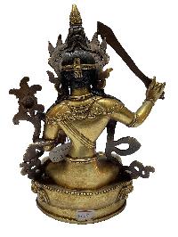 Nepali Statue Of Manjushri, [full Gold Plated]