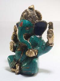 Statue Of Ganesh With [real Stone Setting]