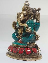 Statue Of Ganesh With [real Stone Setting]