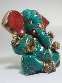 Statue Of Ganesh With [real Stone Setting]