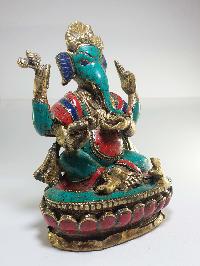 Statue Of Ganesh With [real Stone Setting]