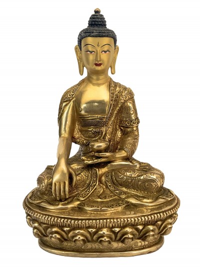 Handmade Nepali Statue Of Buddha, [full Gold Plated]