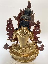 Handmade Nepali Statue Of Green Tara, [full Gold Plated]