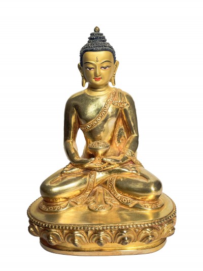 Handmade Nepali Statue Of Buddha, [full Gold Plated]