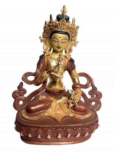 Handmade Nepali Statue Of Vajrasattva, [partly Gold Plated]