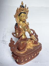 Handmade Nepali Statue Of Vajrasattva, [partly Gold Plated]