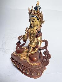 Handmade Nepali Statue Of Vajrasattva, [partly Gold Plated]