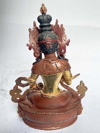 Handmade Nepali Statue Of Vajrasattva, [partly Gold Plated]