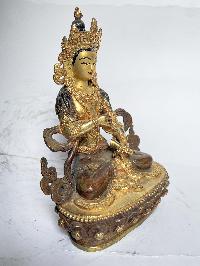 Handmade Nepali Statue Of Vajrasattva, [partly Gold Plated]