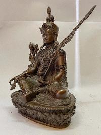 Nepali Handmade Statue Of Padmasambhava, [chocolate Oxidized]