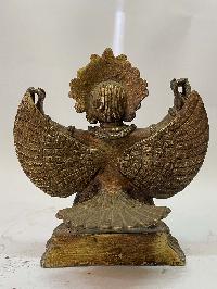 Old Nepali Handmade Statue Of Garuda, [gold Plated Antique Finishing]