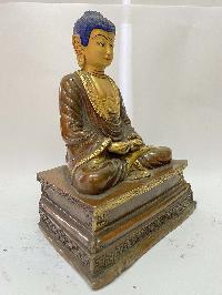 Old Nepali Handmade Statue Of Amitabha Buddha, [partly Gold Plated]