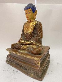 Old Nepali Handmade Statue Of Amitabha Buddha, [partly Gold Plated]