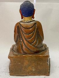 Old Nepali Handmade Statue Of Amitabha Buddha, [partly Gold Plated]