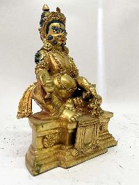 Nepali Handmade Statue Of Kuber, Jambhala, [full Gold Plated], [painted Face]