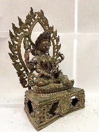 Antique Handmade Statue Of Angry Green Tara, [rare Find]