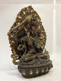 Nepali Handmade Statue Of Manjushri, [antique Finishing]