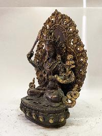 Nepali Handmade Statue Of Manjushri, [antique Finishing]