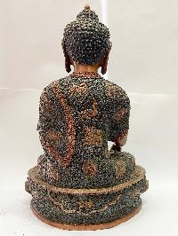 Nepali Handmade Statue Of Shakyamuni Buddha, [chocolate Oxidized], Deep Carving