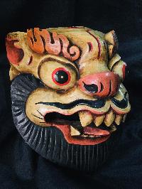 Handmade Wooden Mask Of Dragon, [painted White], Poplar Wood