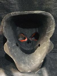 Citipati Mask, Handmade Wooden Mask Of Skull, [painted White], Poplar Wood
