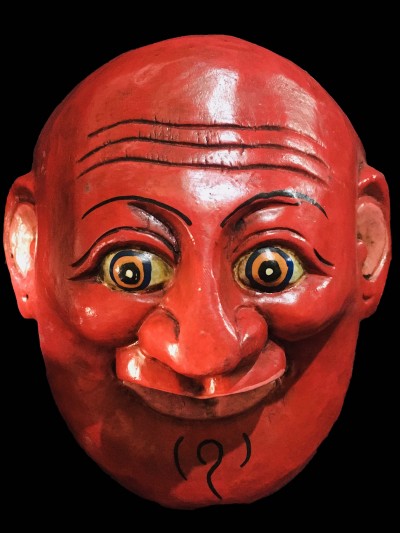 Handmade Wooden Mask Of Joker, [painted Red], Poplar Wood