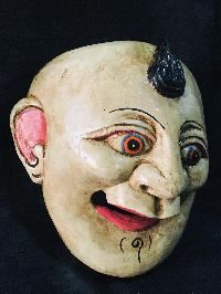 Handmade Wooden Mask Of Joker, [painted White], Poplar Wood
