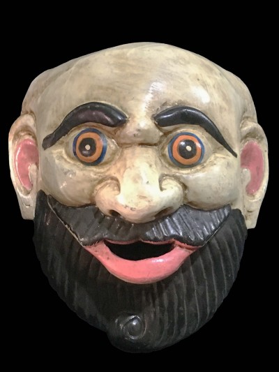 Handmade Wooden Mask Of Joker (beard), [painted White], Poplar Wood