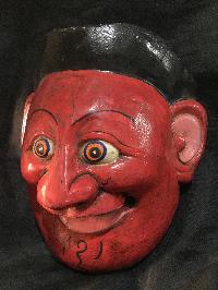 Handmade Wooden Mask Of Joker, [painted Red], Poplar Wood