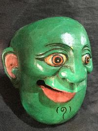 Handmade Wooden Mask Of Joker, [painted Green], Poplar Wood