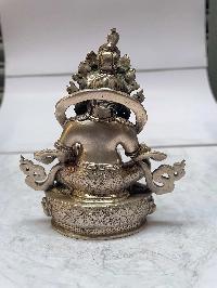 [master Quality], Sterling Silver, [451 Gram] Statue Of Yellow Jambhala, [old Stock]