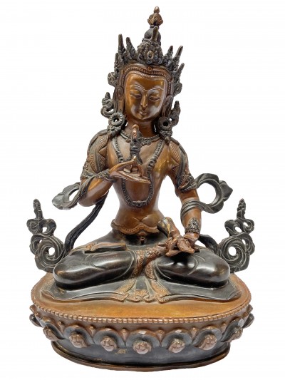 Nepali Handmade Statue Of Vajrasattva, [chocolate Oxidized]