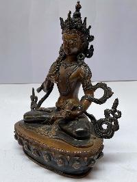 Nepali Handmade Statue Of Vajrasattva, [chocolate Oxidized]