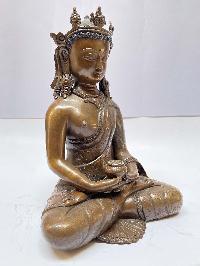 Nepali Handmade Statue Of Crown Amitabha Buddha, [chocolate Oxidized]