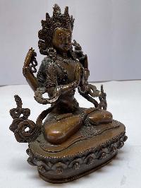 Nepali Handmade Statue Of Chenrezig, [chocolate Oxidized]