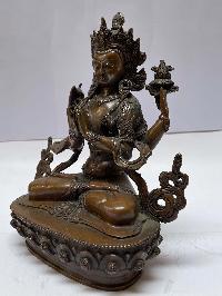 Nepali Handmade Statue Of Chenrezig, [chocolate Oxidized]