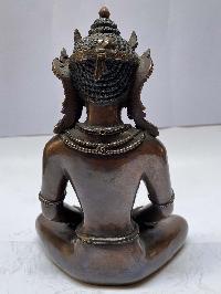 Nepali Handmade Statue Of Amitabha Buddha With Crown, [chocolate Oxidized]