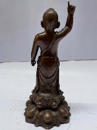 Nepali Handmade Statue Of Standing Baby Buddha, [chocolate Oxidized]