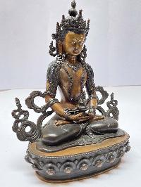 Nepali Handmade Statue Of Aparimita Buddha, [chocolate Oxidized], Chepame, Amitayus