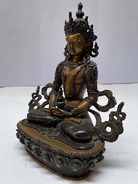 Nepali Handmade Statue Of Aparimita Buddha, [chocolate Oxidized], Chepame, Amitayus