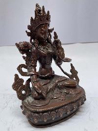 Nepali Handmade Statue Of White Tara, [chocolate Oxidized]