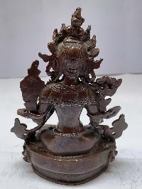 Nepali Handmade Statue Of White Tara, [chocolate Oxidized]