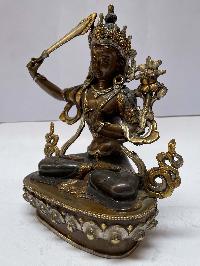 Nepali Handmade Statue Of Manjushri, [chocolate Oxidized]