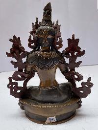 Nepali Handmade Statue Of Green Tara, [chocolate Oxidized]