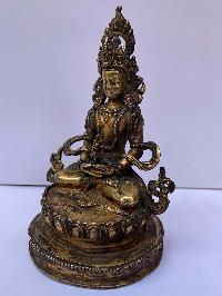 Buddhist Statue Of Aparimita, [full Fire Gold Plated], Antique Finishing, Chepame, Amitayus