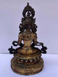 Buddhist Statue Of Aparimita, [full Fire Gold Plated], Antique Finishing, Chepame, Amitayus