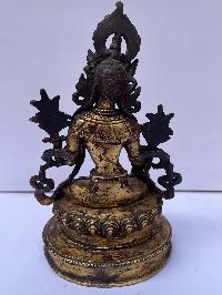 Buddhist Statue Of White Tara, [full Fire Gold Plated], Antique Finishing